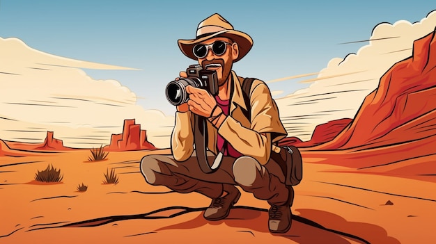 Cartoon-achtige personages die reizen.