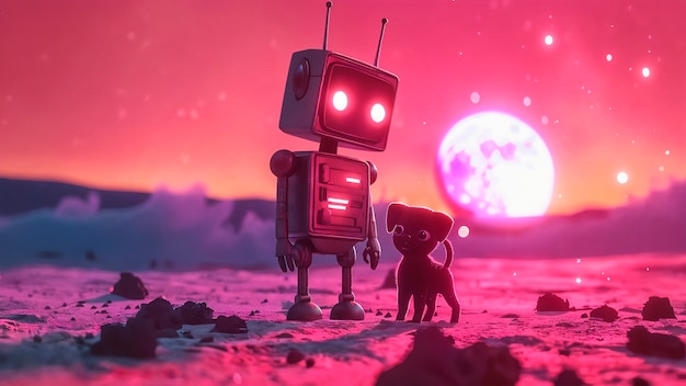 Cartoon ai robot scène