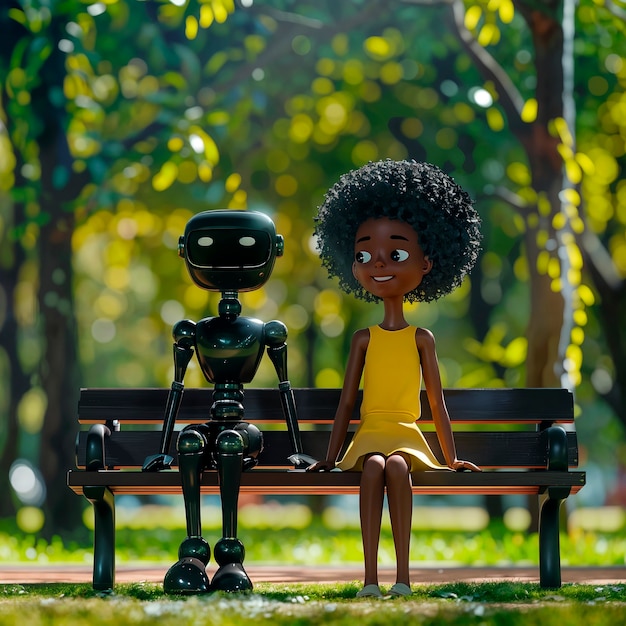Cartoon ai robot scène