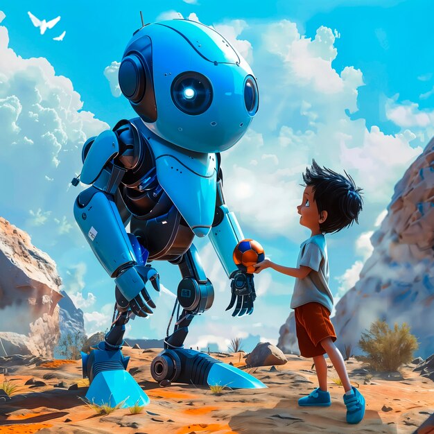 Cartoon ai robot scène