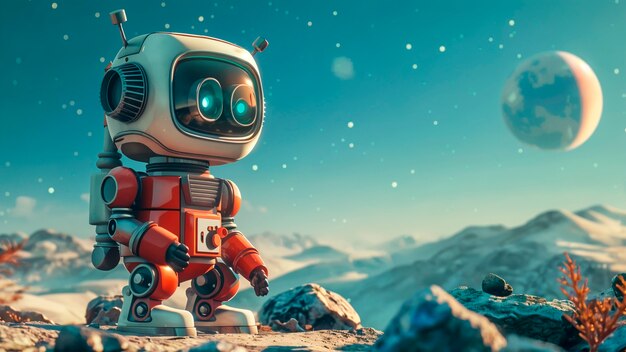 Cartoon ai robot scène