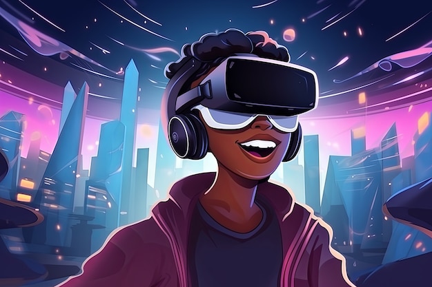 Gratis foto cartoon man met een vr bril.