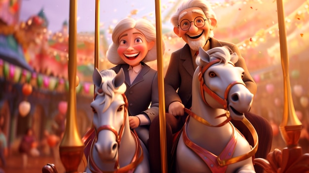 Gratis foto cartoon personage paardrijden illustratie
