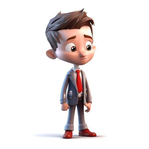 Cartoon personage van een casual man met een zakelijk pak en stropdas
