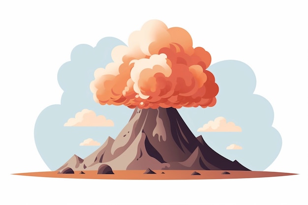Cartoon rook met vulkaan