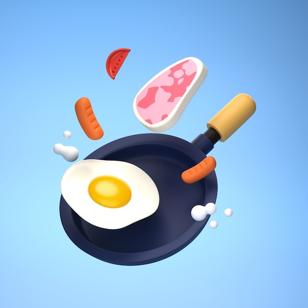 Cartoon stijl omelet en pan