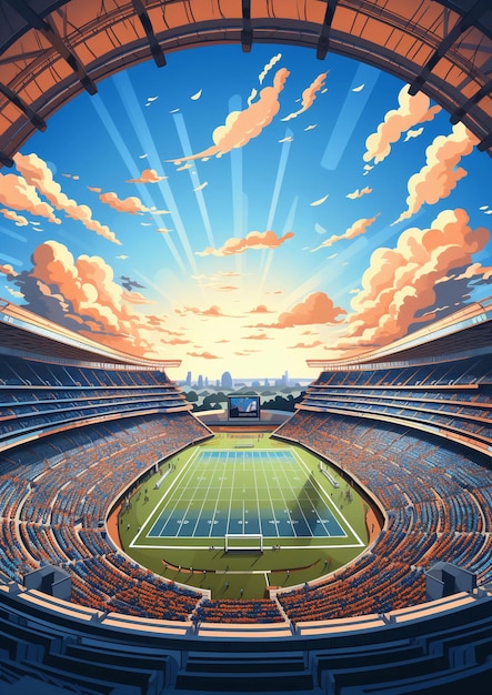 Gratis foto cartoon stijl voetbalstadion illustratie achtergrond