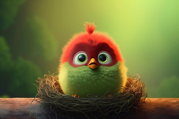 Cartoony vogel in het nest