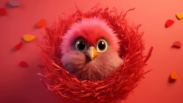 Cartoony vogel in het nest