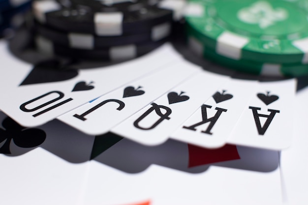 Casinofiches en royal flush