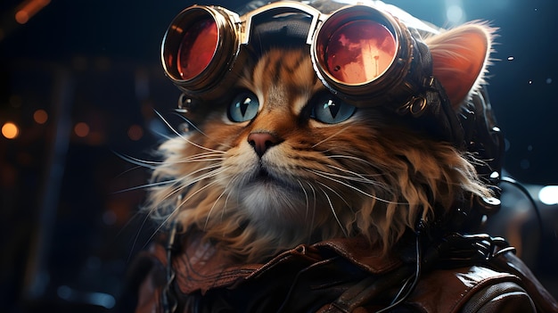 Gratis foto cat in scifi space concept behang