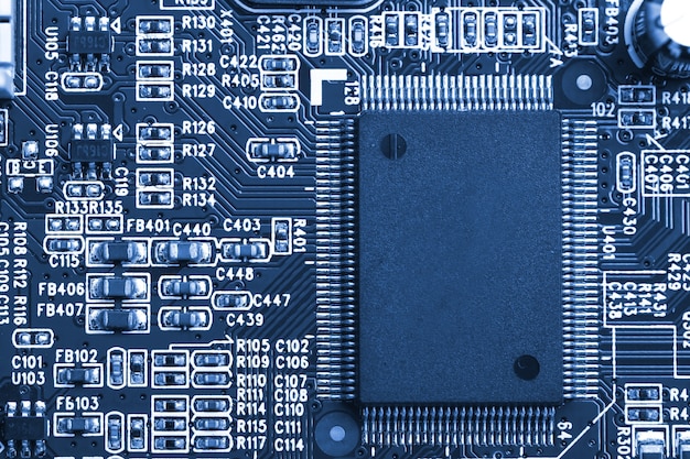 Centrale processor chip op circuit board, technologie concept