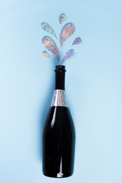 Champagne fles met glitter spatten