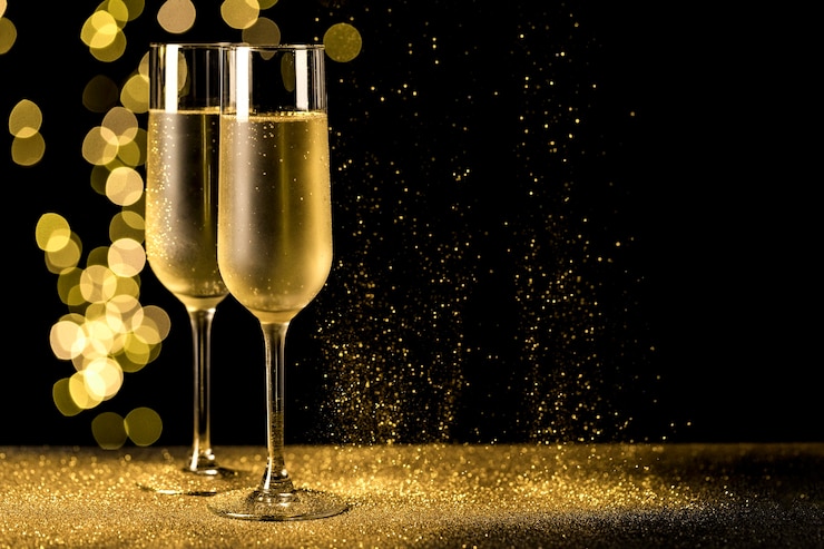 Gratis Foto champagneglazen met bokehverlichting
