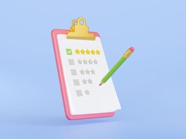 Checklist met feedback-enquête met beoordelingssterren