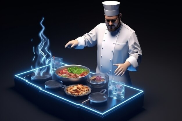 Chef-kok die AR-technologie gebruikt in zijn beroep