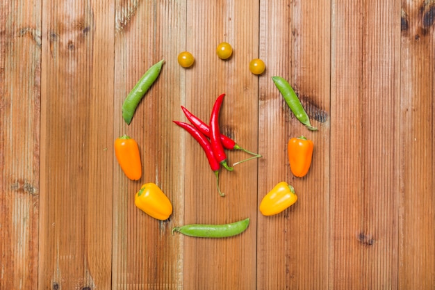 Chili pepers in plantaardige cirkel