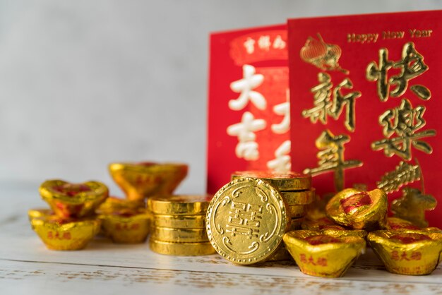 Chinees nieuw jaarconcept met goud