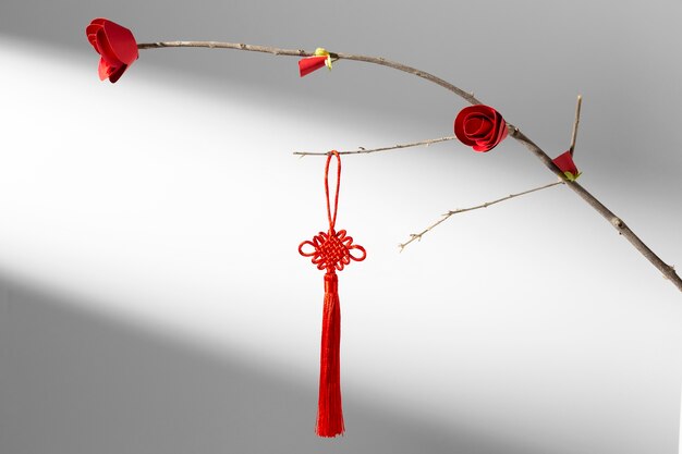 Chinees Nieuwjaar 2021 bloem en rode decoratie