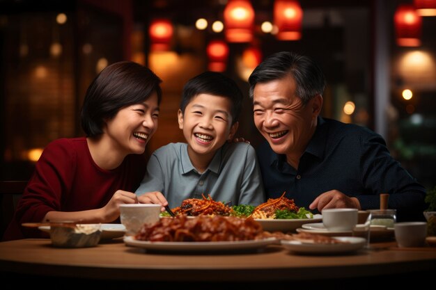 Chinese nieuwjaars reünie diner scène met heerlijk eten