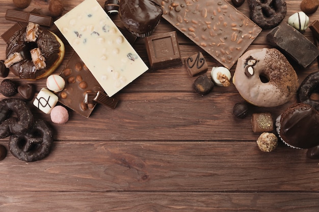 Gratis foto chocolade dingen van boven bekijken