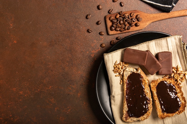 Chocolade en koffiebonen kopiëren ruimte