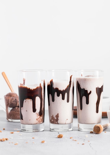 Chocolade milkshake van de close-up