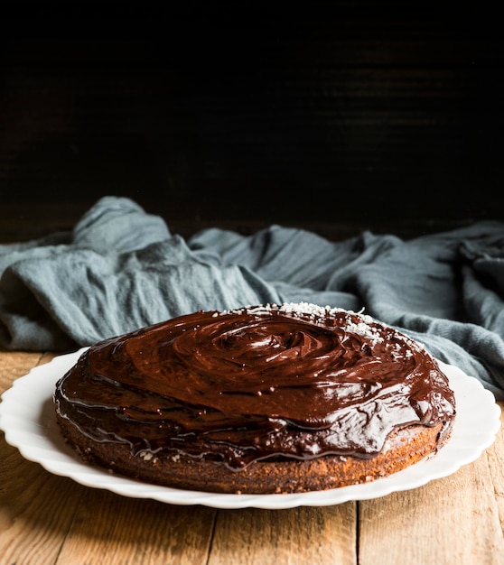 Chocoladecake op plaat