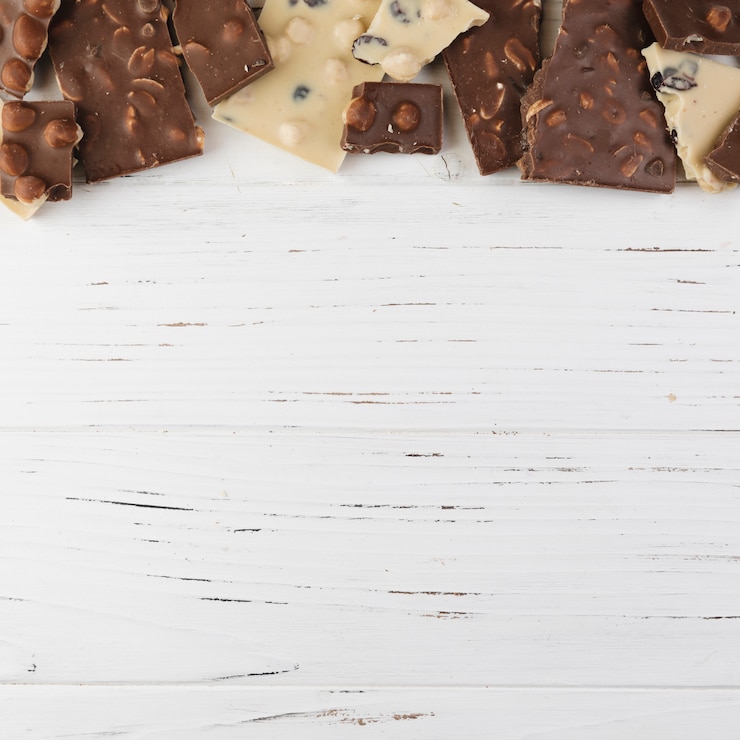 Gratis Foto chocoladestukjes bovenaanzicht