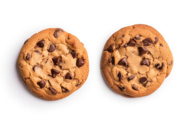 Chocolate chip cookies geïsoleerd op witte achtergrond Ai generatieve