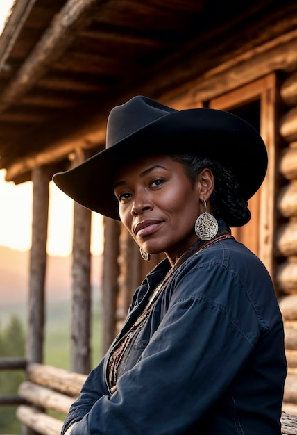 Cinematografisch portret van een Amerikaanse cowboy in het westen met een hoed