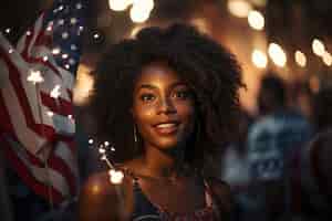 Gratis foto cinematografisch portret van mensen die de amerikaanse onafhankelijkheidsdag vieren.