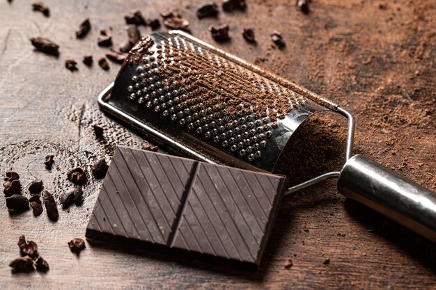 Close-up beeld van chocoladereep concept