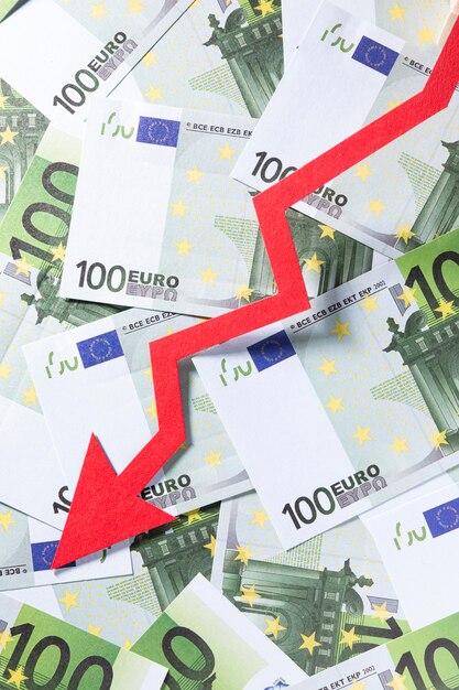 Close-up economie crisis met euro's