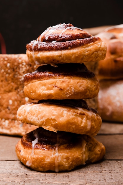 Close-up heerlijke gebakjes met suiker