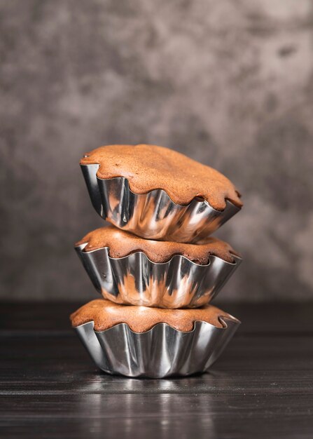 Close-up heerlijke stapel muffins