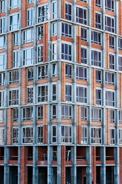 Close-up high-rise gebouw in aanbouw