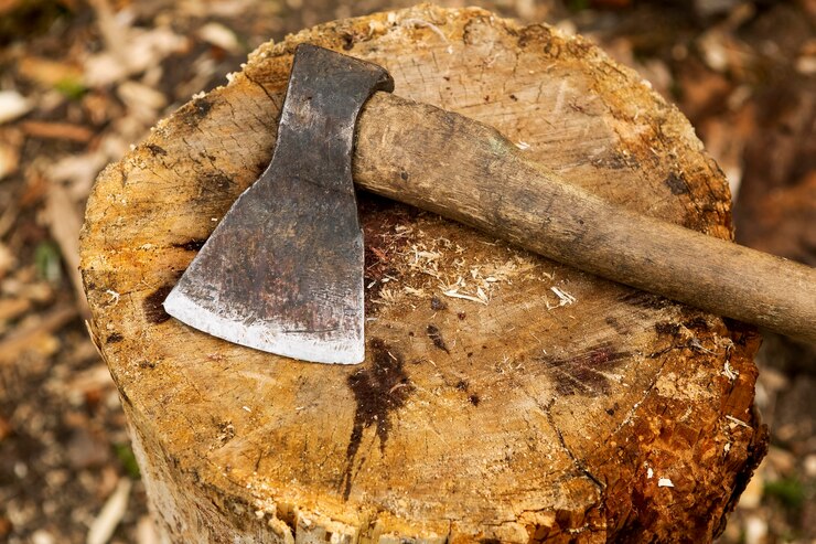 Gratis Foto close-up houten hakken bijl