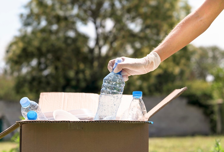 Gratis Foto close-up individuele recycling plastic flessen