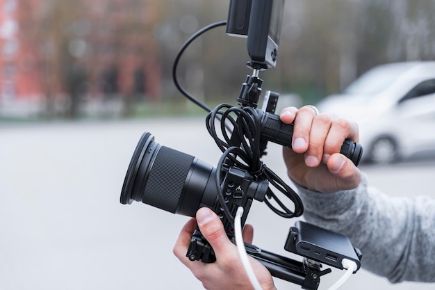 Close-up journalistiek camera