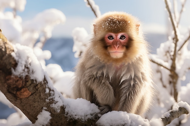 Gratis foto close-up op aap tijdens de winter