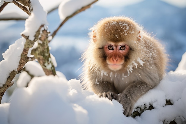 Gratis foto close-up op aap tijdens de winter