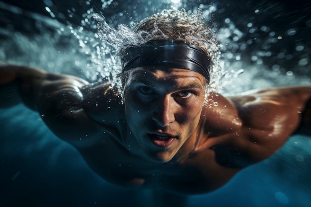 Close-up op atleet zwemmen