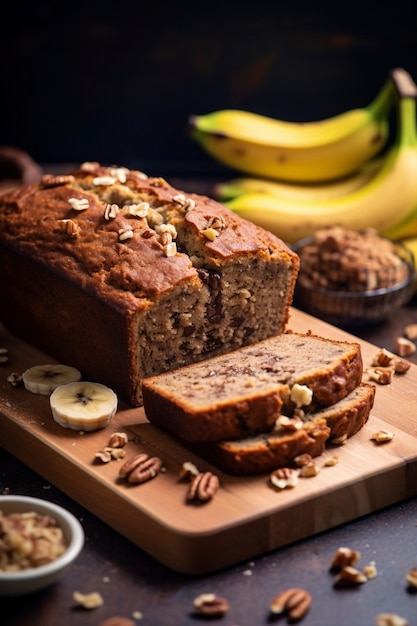 Close-up op bananenbrood .