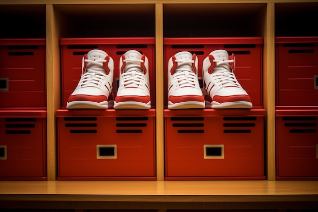 Gratis foto close-up op basketbalschoenen in kluisje