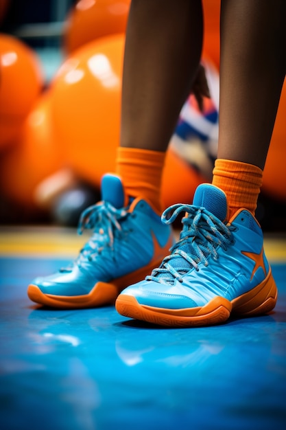 Close-up op basketbalschoenen