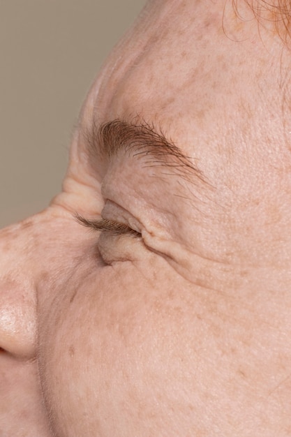 Close-up op de textuur van de gezichtsporiën