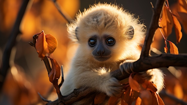 Close-up op gibbon in de natuur