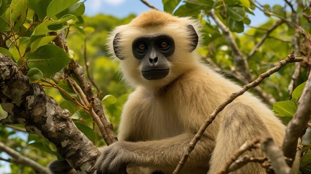 Close-up op gibbon in de natuur