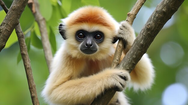 Close-up op gibbon in de natuur